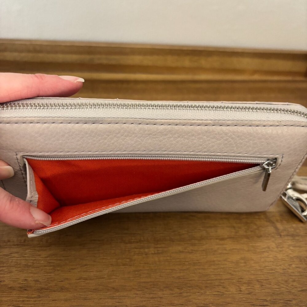 Fossil Marlow Gray Orange Purple White Patchwork Zip Around Clutch Wallet - Picture 6 of 8